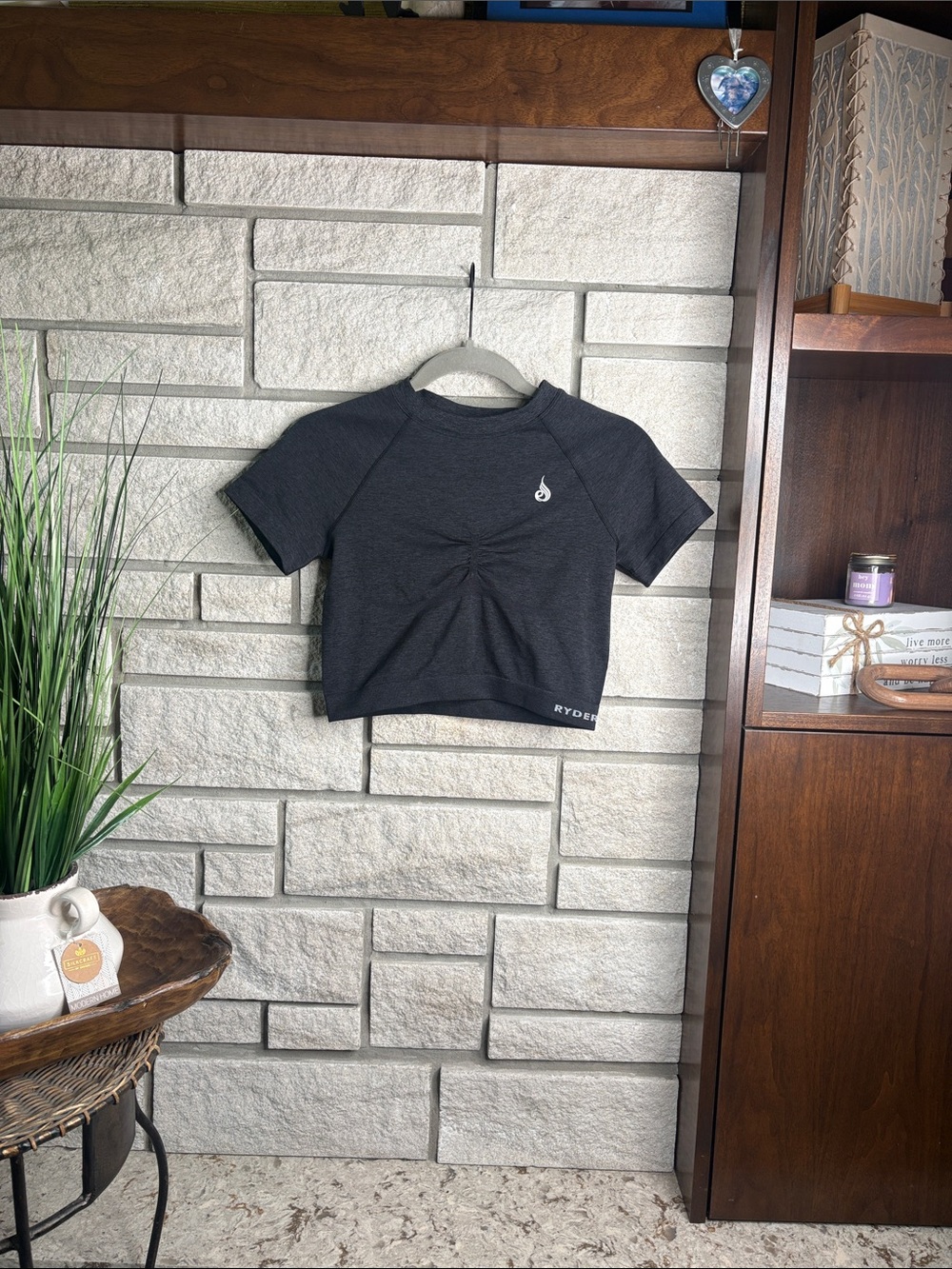 Ryderwear Charcoal Short Sleeve Cropped Active Top - Kids